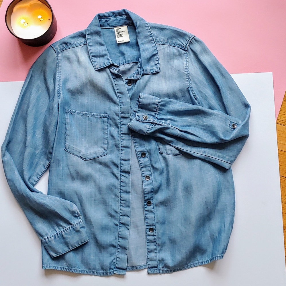 Denim Long Sleeve Button Down Shirt